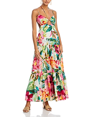 Shop Farm Rio Painted Flowers Maxi Dress - 100% Exclusive In Painted Floral Off White