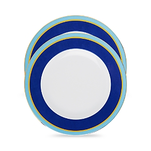 La Doublej Painted Trim Dinner Plates, Set Of 2 In Rainbw Blue