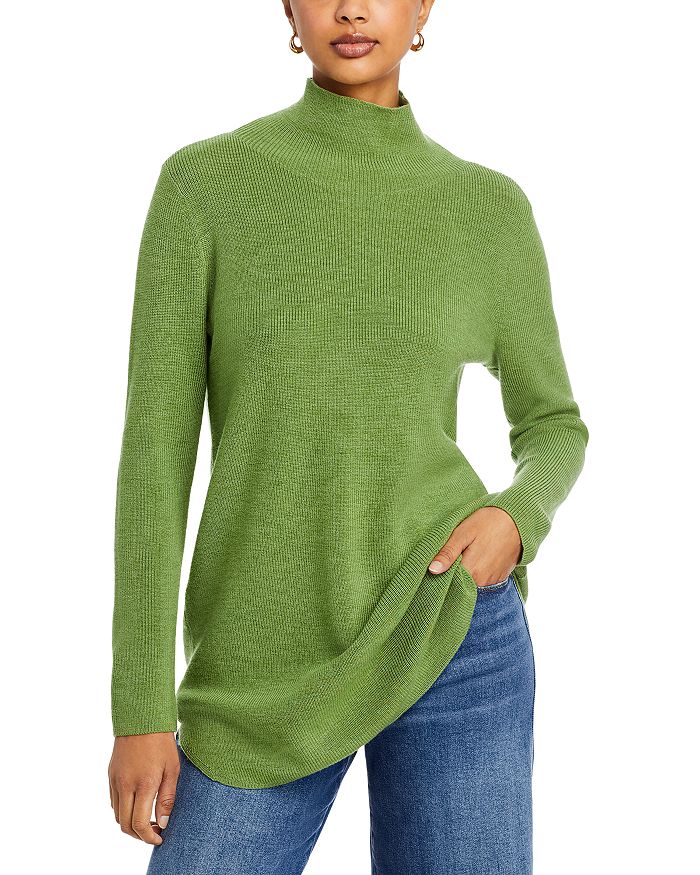 Eileen Fisher Raglan Sleeve Merino Wool Turtleneck Sweater Blue Size L