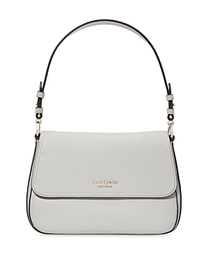 Kate Spade New York Hudson Pebbled Leather Medium Convertible Flap Shoulder Bag In Platinum Grey