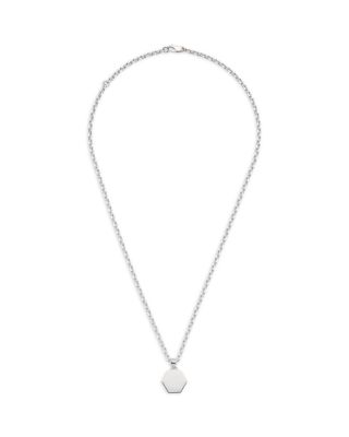 Sterling Silver Trademark925 Hexagon Pendant Necklace, 20-21.7"