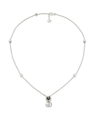 Sterling Silver Marmont Mother of Pearl Interlocking G & Flower Pendant Necklace, 14.9-16.5"