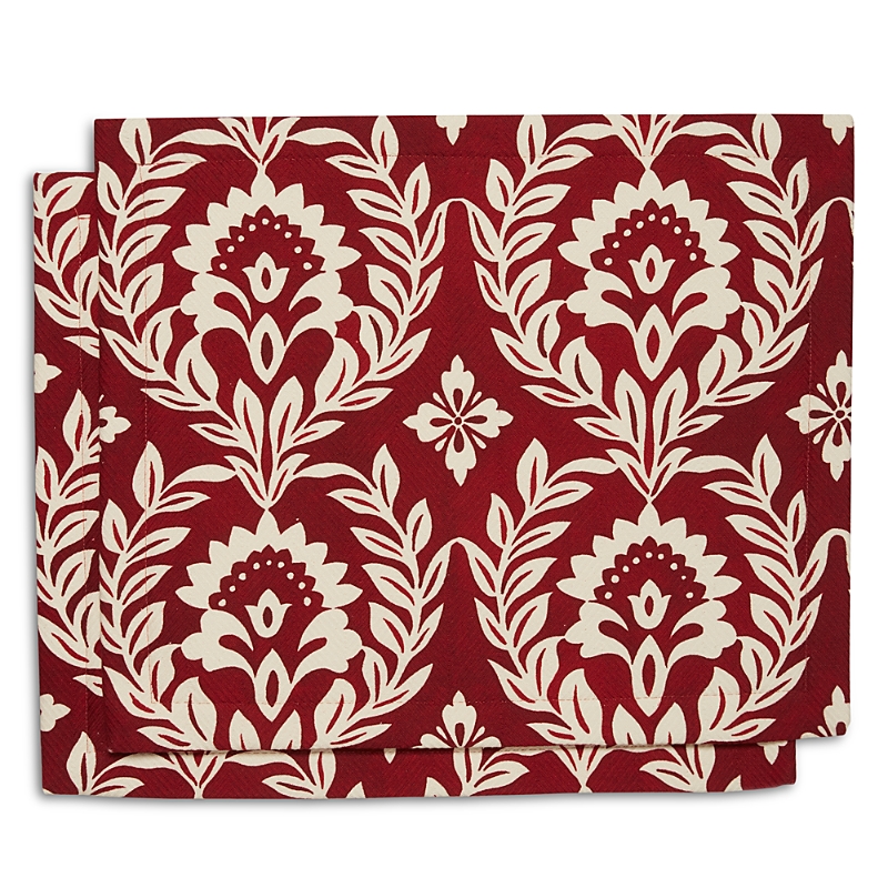 La Doublej Herringbone Table Mats, Set Of 2 In Garland Bordeaux