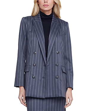 Shop L Agence L'agence Aimee Double Breasted Blazer In Charcoal Grey