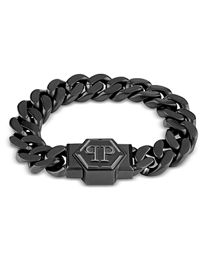 Shop Philipp Plein Hexagon Black Box Chain Bracelet, Small