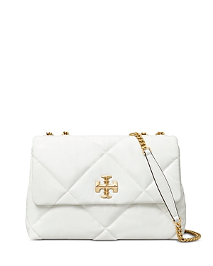 Tory Burch Kira Diamond Quilted Leather Convertible Shoulder Bag In Cirrus Cloud/gold