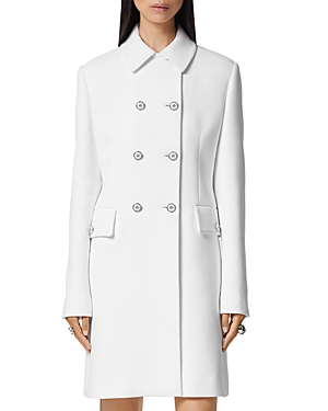 Shop Versace Double Crepe Stretch Coat In Optic White