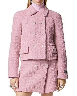 Versace Heritage Textured Tweed Jacket In Pale Pink