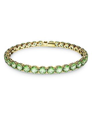 Swarovski Matrix Blue Crystal Extra Large Tennis Bracelet in Gold Tone