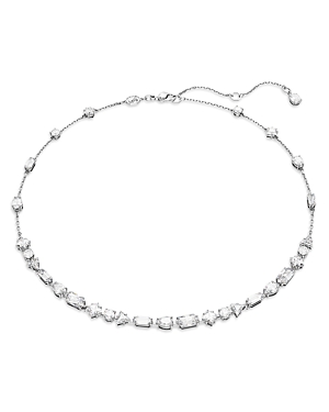 Shop Swarovski Mesmera Mixed Cut Crystal Scatter Necklace In Rhodium Plated, 14.96-17.72 In Silver