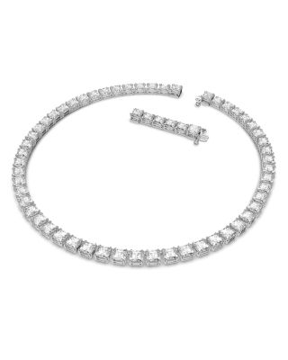 Matrix Square Cut All Around Collar Necklace in Rhodium Plated, 14.87"-16.5"