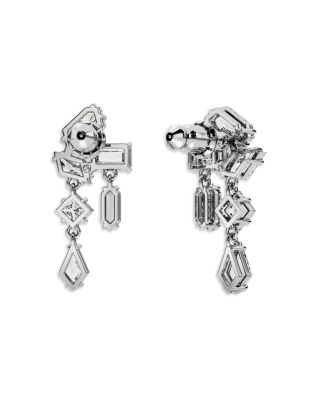 Mesmera Mixed Cut Cluster Drop Earrings in Rhodium Plated