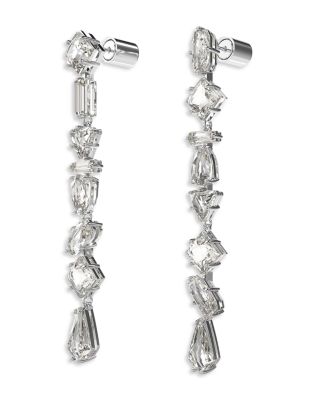Mesmera Mixed Cut Linear Drop Earrings in Rhodium Plated