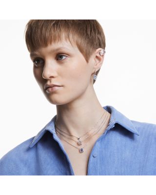 Una Mixed Cut Square Pendant Necklace, 15-17"