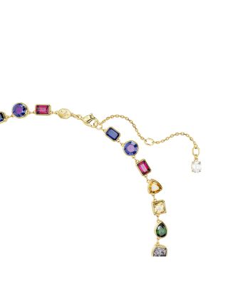 Imber Multicolor Mixed Cut Collar Necklace in Gold Tone, 14.96"-17.72"
