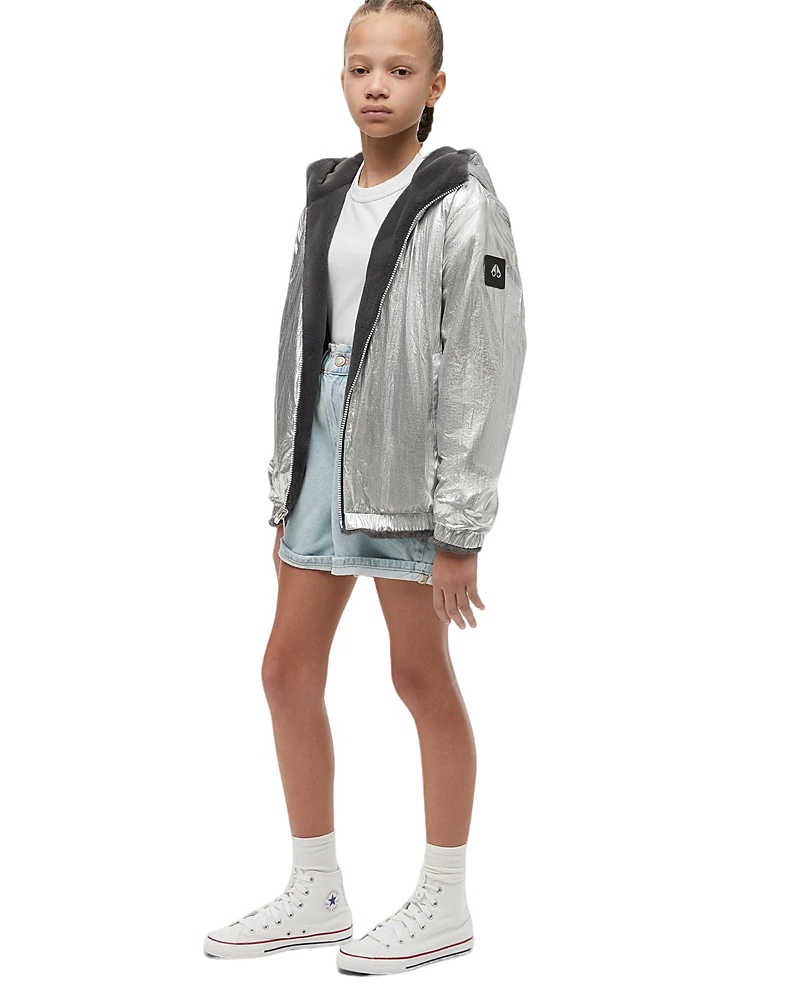 Moose Knuckles Unisex Simcoe Metallic Reversible Bunny Jacket In Silver-tone