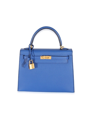 Pre-owned Hermes  Hermes Kelly 25 Leather Handbag In Blue