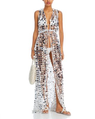 Ramy Brook Michaela Mirror Sequin Mesh Maxi Dress Swim Cover-Up |  Bloomingdale's Women