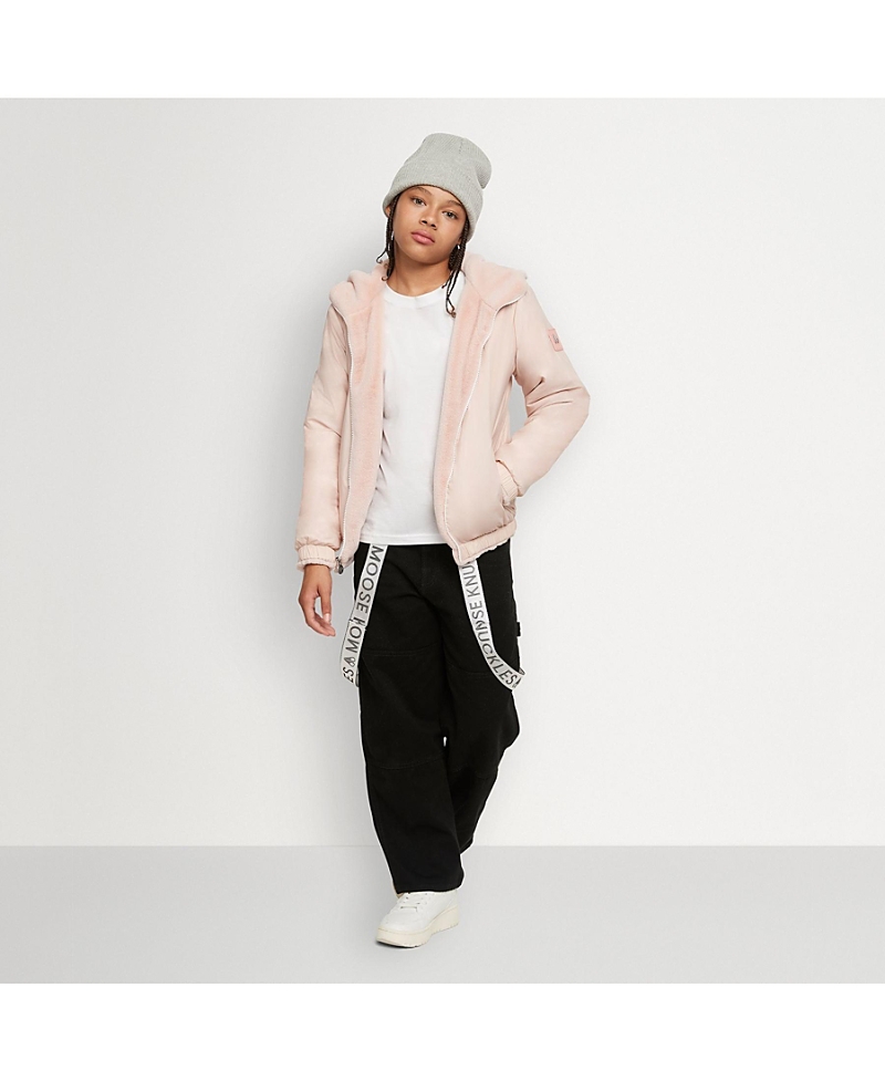 Moose Knuckles Unisex Simcoe Metallic Reversible Bunny Jacket In Dusty Rose