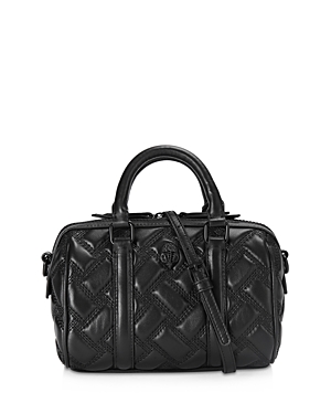 Shop Kurt Geiger Kensington Boston Small Drench Quilted Leather Bowling Bag In Black