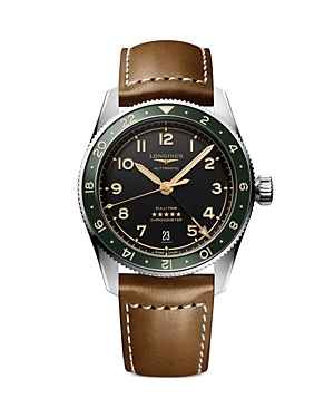 Longines Spirit Zulu Time Watch, 39mm In Black/brown