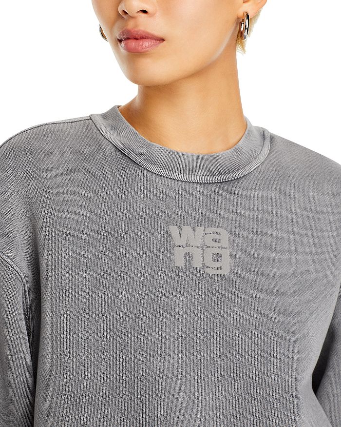 Shop Alexander Wang T Alexanderwang.t Essential Terry Crew Sweatshirt With Puff Paint Logo In Acid Fog