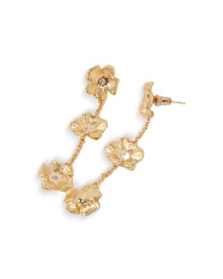 Stone Accented Flower Cascade Drop Earrings