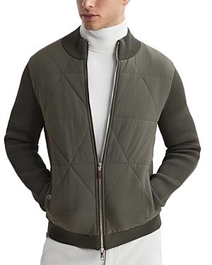 REISS AMOS HYBRID QUILTED FULL ZIP JACKET