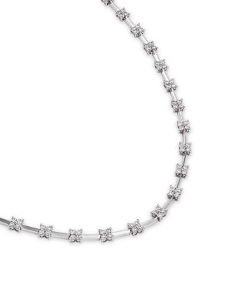 Diamond Station Collar Necklace in 14K White Gold, 3.0 tcw, 17"