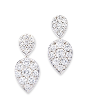 Bloomingdale's Diamond Pear Cluster Double Drop Earrings In 14k White Gold, 2.60 Ct. T.w.