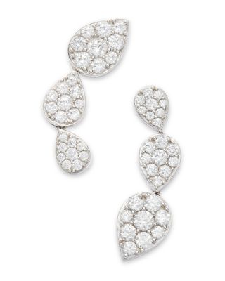 Diamond Triple Drop Earrings in 14K White Gold, 3.65 tcw