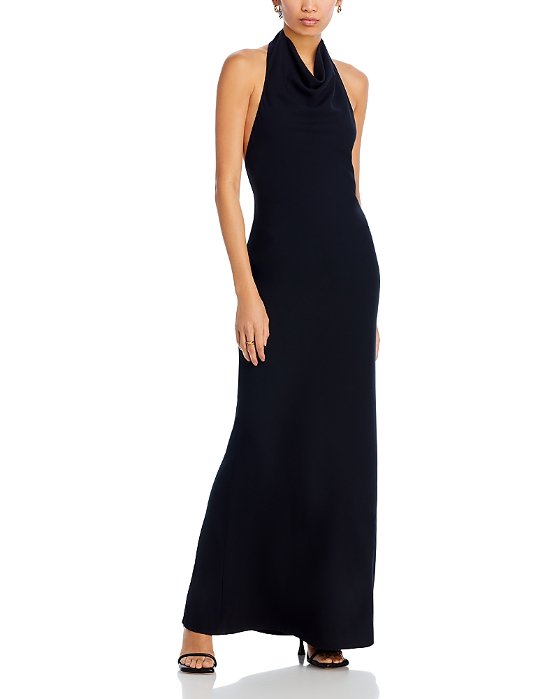 staud giuseppe halter dress STAUD Giuseppe Draped Crepe Halter Neck Maxi Dress NWT