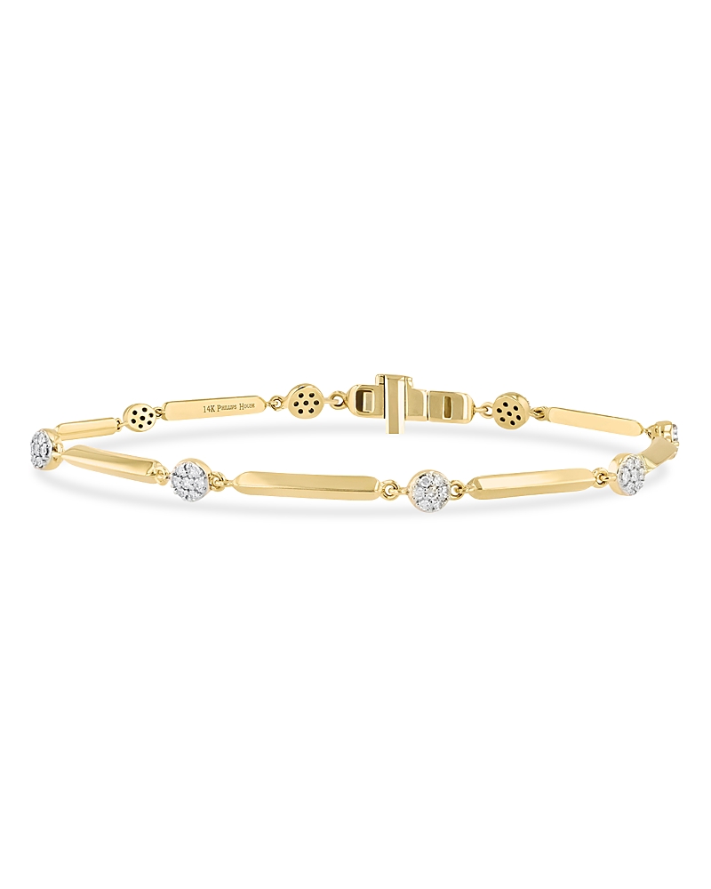 Phillips House 14k Yellow Gold & Rhodium Diamond Knife Edge Micro Infinity Line Bracelet In Gold/white