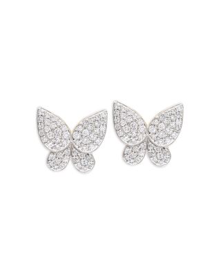 Phillips House - Rhodium & 14K Yellow Gold Symphony Diamond Butterfly Stud Earrings