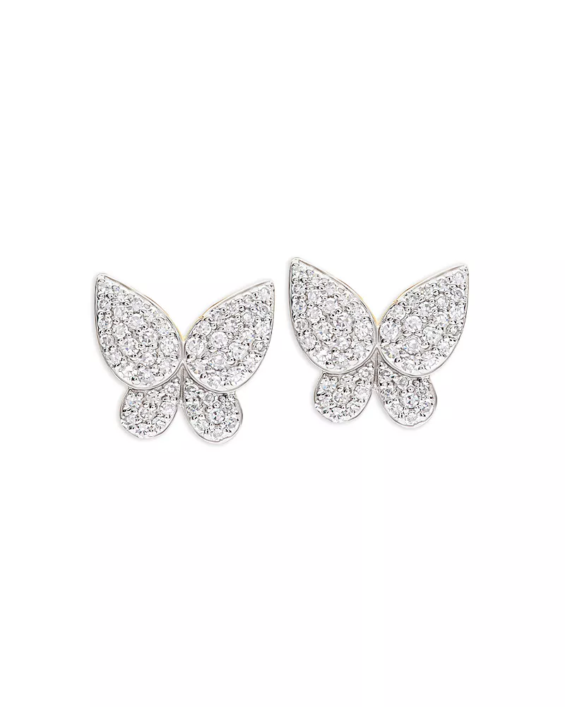 Phillips House Rhodium & 14K Yellow Gold Symphony Diamond Butterfly Stud Earrings