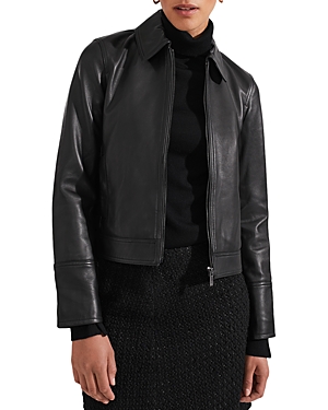Hobbs London Frederica Leather Jacket In Black