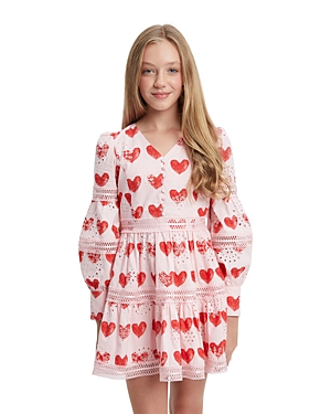 Shop Bardot Junior Girls' Venice Broderie Mini Dress - Little Kid, Big Kid In Pink Heart