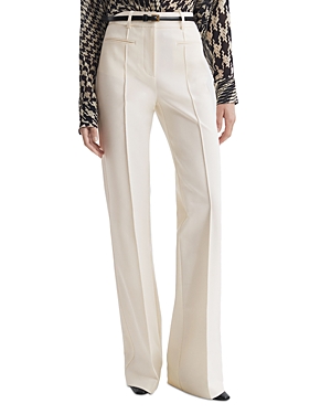 Reiss Claude Pinched-seam Flared-leg High-rise Stretch-woven Trousers In Cream