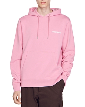 Shop Sandro Fleece Logo Hoodie In Pink
