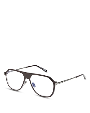 Shop Tom Ford Pilot Blue Light Glasses, 56mm In Brown