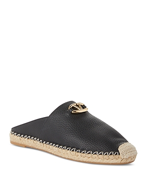 Shop Valentino Women's Leather Espadrille Mules In Black