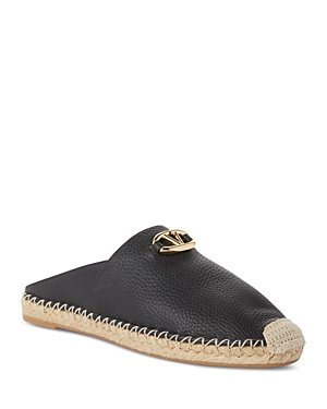 Valentino Vlogo Grainy Leather Mule Espadrille In Black