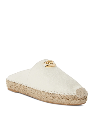 Valentino Vlogo 25 Embellished Textured-leather Espadrille Mules In Ivory