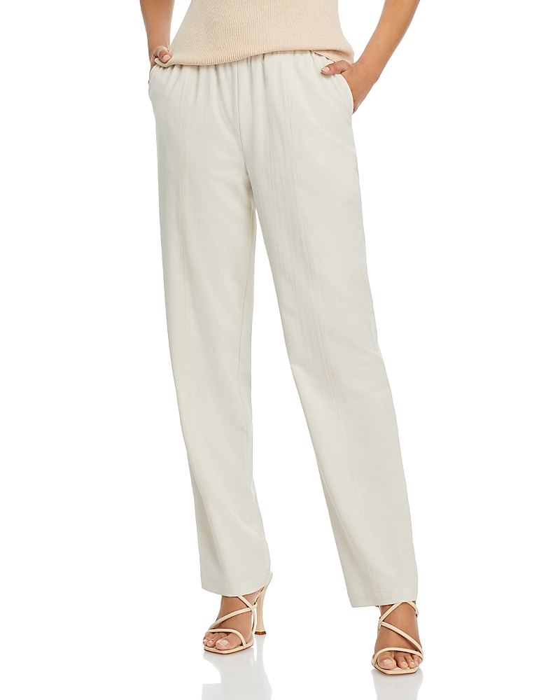 Misook Straight-leg Soft Knit Pants In Biscotti