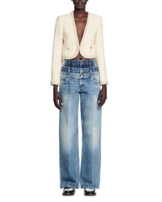 【SANDRO】 Bead Trim Cropped Tweed Jacket Sandro Bead Trim Cropped Tweed Jacket | Bloomingdale's