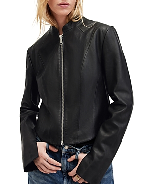 Shop Allsaints Sadler Leather Jacket In Black