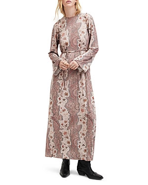 Shop Allsaints Susanna Cascade Dress In Clay Pink