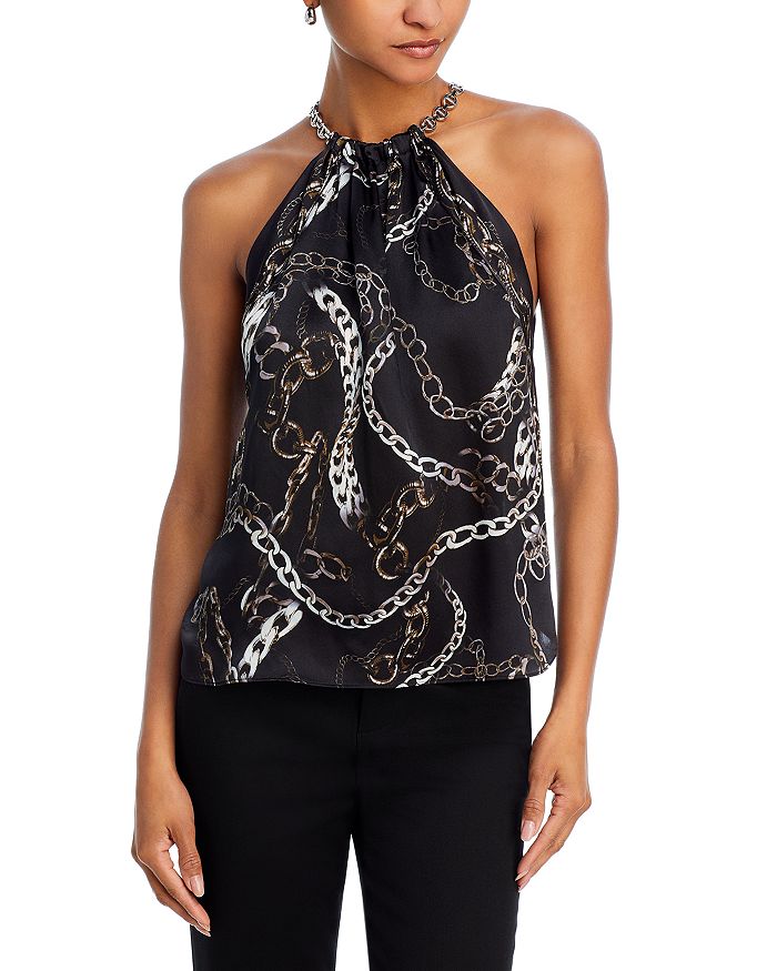 L'AGENCE Tillie Silk Chain Neck Scarf Top | Bloomingdale's