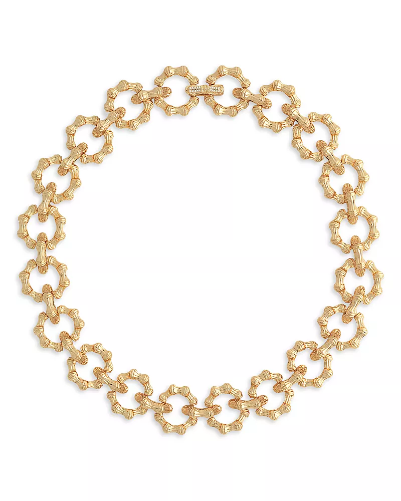 Anabel Aram Sculpted Bamboo Chain Necklace in 18K Gold Plated, 17