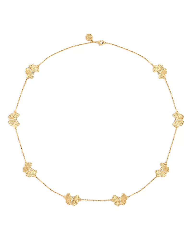 Anabel Aram Butterfly Station Necklace in 18K Gold Plated, 20